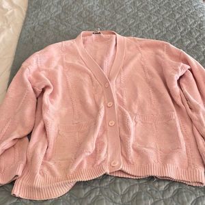 Vintage pink button-down sweater size extra large